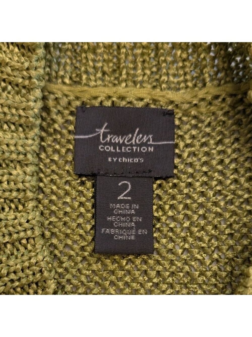 Chicos Travelers Collection Sleeveless Sweater Tank Wasabi Green Size 2 / US12 L - Picture 4 of 9